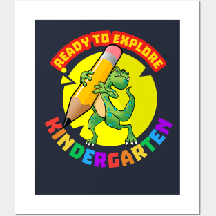 Ready to explore Kindergarten | Cartoon Dinosaur Posters and Art
